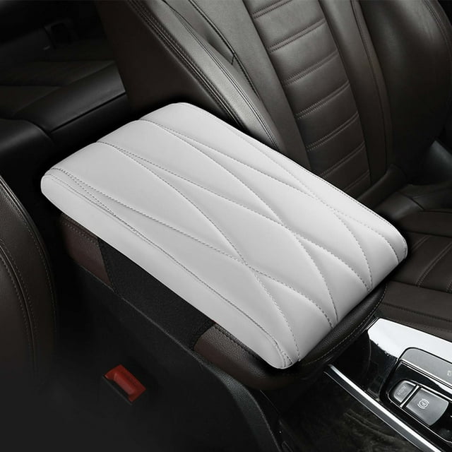 Car Armrest Cushion Pad | Memory Foam & Mesh Center Console Cover | Red Microfiber Leather | Waterproof & Easy Install | 1 Piece