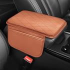Car Armrest Cushion with Side Storage Diamond-Stitched Quilted Leather Memory Foam Center Console Pad, Ergonomic and Waterproof Design, Universal Fit for Cars and SUVs