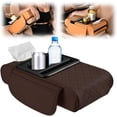thumbnail image 1 of Car Armrest Cushion, Upgrade Car Center Console Cover with 2 Storage Bags Cup Holder Tissue Box Slot Phone Slot, Universal Car Armrest Storage Box Car Interior Accessories (Brown), 1 of 8