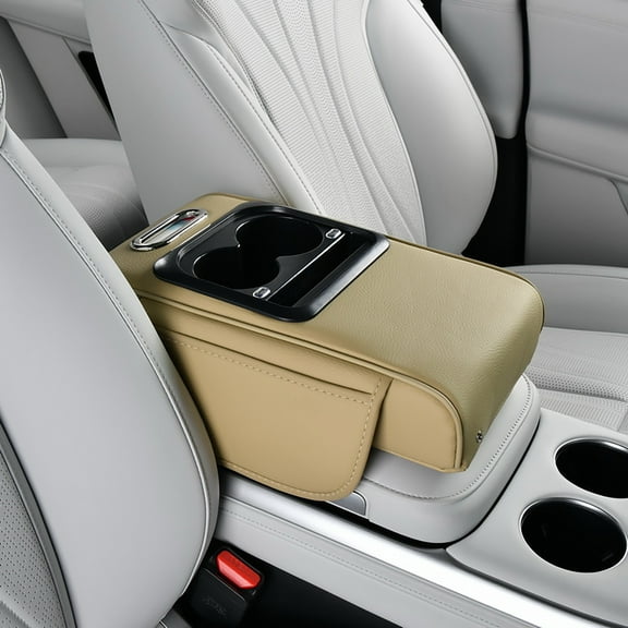 Car Armrest Organizer with USB and Type-C Charging Ports, Cup Holders, Phone Slot, and Storage Pockets for Center Console
