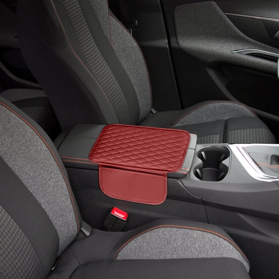 Car Armrest Storage Bag, Center Console Cushion Organizer, Leather Armrest Pad with Storage, Soft Foam Elbow Rest, Multi-Purpose Car Storage, Universal Fit for Cars Trucks SUVs