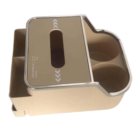 Car Armrest Storage Box Console Armrest Organizer Car Stowing Tidying Automotive Accessories Tissue Box Cup Holder for Suvs Cars Beige