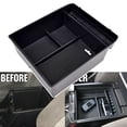 thumbnail interactive-video image 1 of XUKEY Universal Center Console Armrest Storage Box – Dual Compartment – Black ABS 1 of 4