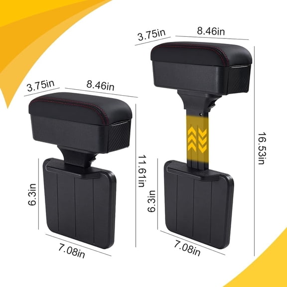 Car Armrest Storage Organizer Box with Adjustable Forearm Wrist Rest, Slide Side & Top to Open, Center Console Interior Upgrade
