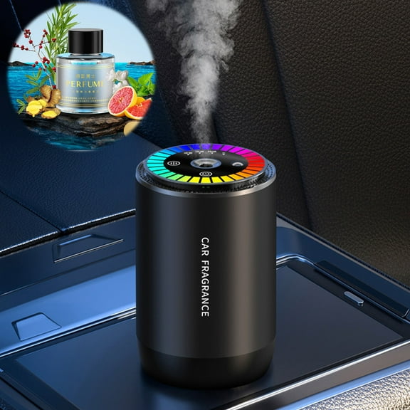 Car Aroma Diffuser — 2.7in x 2.7in x 4.2in, 50ml Essential Oil Air Freshener with LED Light & Auto Sensor for Vehicle()