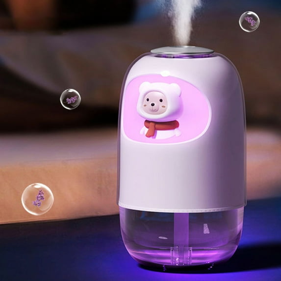 Car Aroma Diffuser, Bear Shape Portable Humidifier with LED Light, Cute Car Freshener with USB Charging, Long-Lasting Aroma Oil Diffuser for Car, Office, and Travel