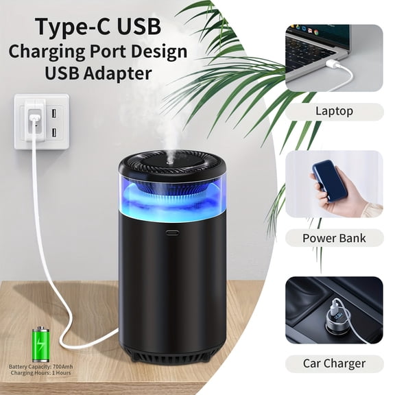 Car Aroma Diffuser & Mini Humidifier - 0.34oz Portable Essential Oil Diffuser with Atmosphere Light, Type-C Rechargeable for Car Home Office, Smart Auto Air Freshener