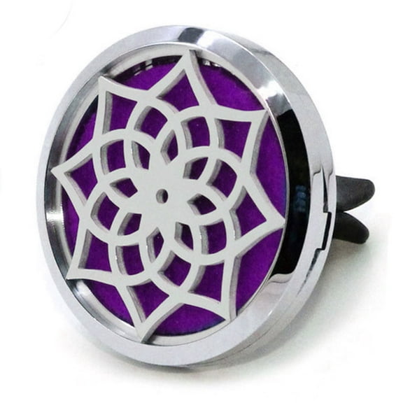Car Aromatherapy Essential Oil Diffuser Flower + 10 Refill Pads, Vent Clip