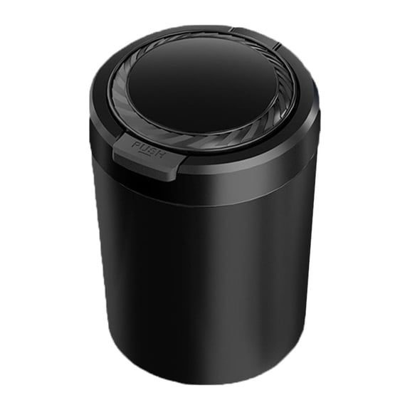 Car Ash Tray with LED Light, Ash Tray with Lid, Removable Inner Cup, ABS Outer Shell, Stainless Steel Inner Liner, Vehicle Ash Holder for Cup Holder, Travel and Daily Use (Black)