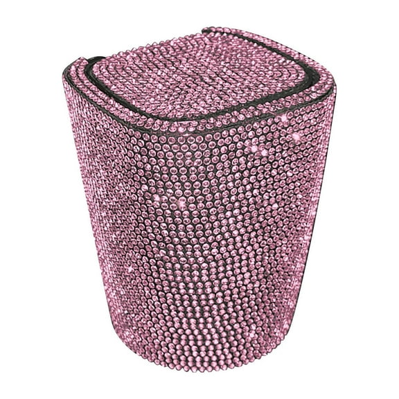 Car Ashtray With Lid Smell Proof Diamond Car Ashtray With Lid Blue Led Light Bling Portable Ashtray For Car Cylinder Cup Holder Mini Can