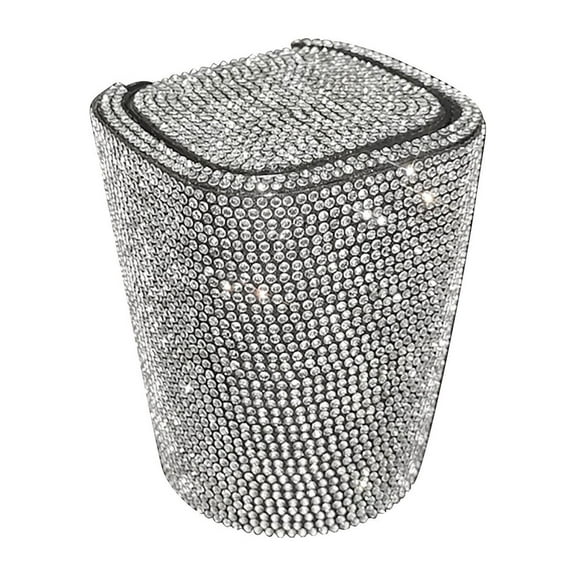 Car Ashtray With Lid Smell Proof Diamond Car Ashtray With Lid Blue Led Light Bling Portable Ashtray For Car Cylinder Cup Holder Mini Can