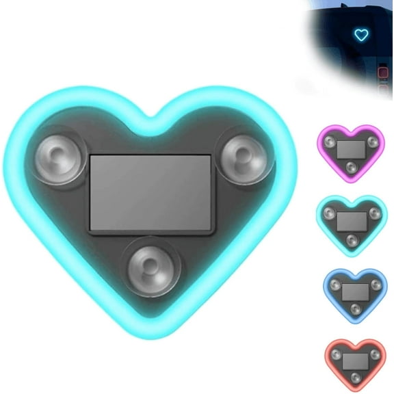 Car Atmosphere Light, Solar LED Lamp, Heart-Shaped Car LED Ambient Light, Triangle Window Solar Heart Lights, Decorative Neon Lighting Enhances Vehicle Door Ambiance(Ice Blue-1pcs)