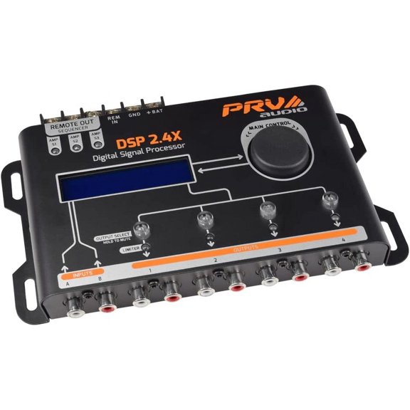 Car Audio DSP 2.4X Digital Crossover and Equalizer 4 Channel Full Digital Signal Audio Processor DSP with Sequcer Remote Relay