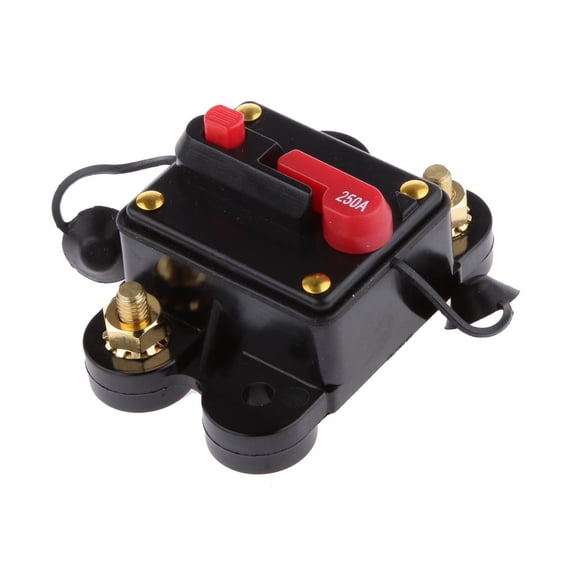 Car Audio Inline Circuit Breaker with Manual Push Button Holder Waterproof Switcher Flush-Mount High Amp for System , Multicolor, 250A