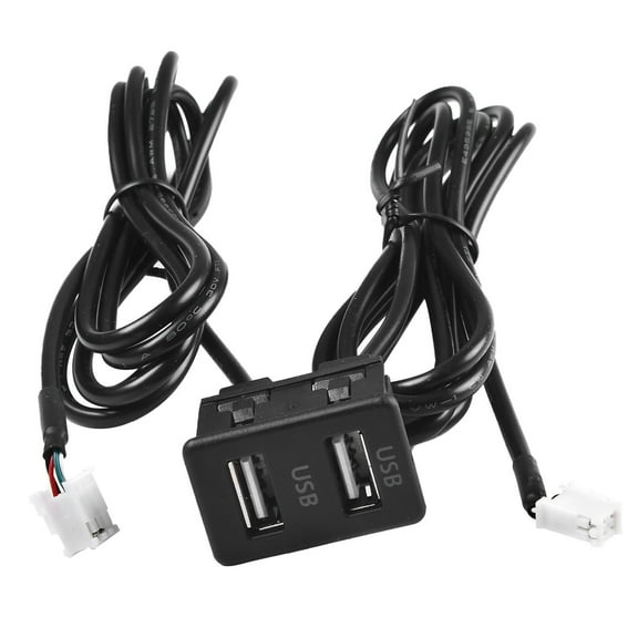Car Audio Interface Cable With Dual USB Ports, 145 Cm Extension For Dash Mount, 4-Pin + 6-Pin Connector, For Most Vehicles