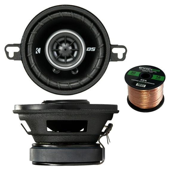 car audio package: kicker 43dsc3504 3-1/2-inch 3.5-inch 30w 2-way speakers dsc35 ds35 coax (pair), enrock audio 16-gauge 50 foot speaker wire
