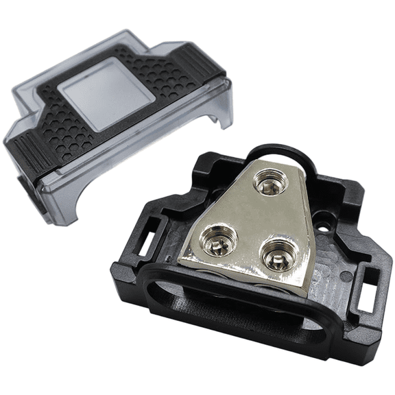 Car Audio Power Distribution Block Zinc Alloy Car Junction Box with Fuse Holder for 0-4 AWG Wiring Multiple Output Configurations Black