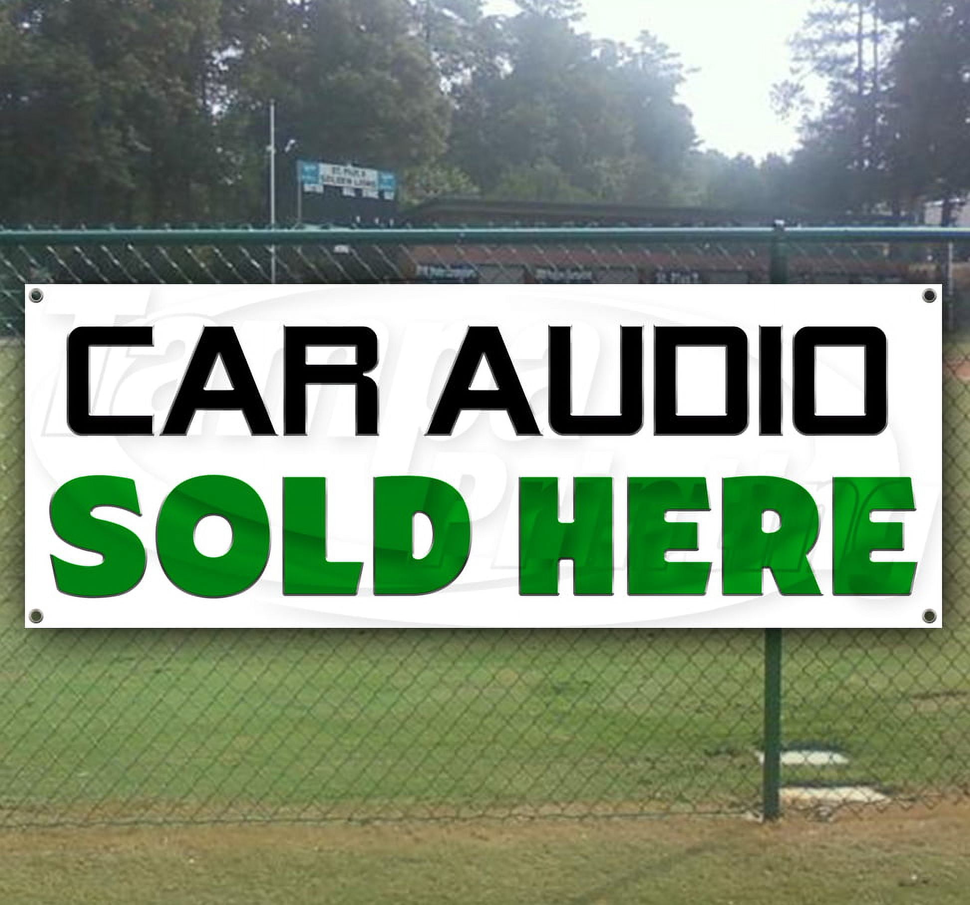 Car Audio Sold Here 13 oz heavy duty vinyl banner sign with metal ...