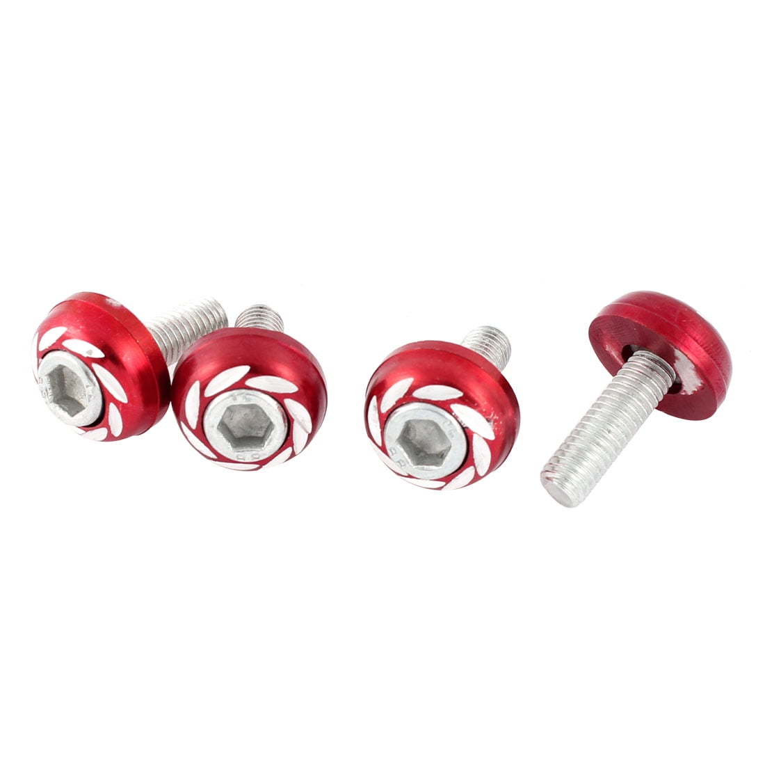 Car Auto 6mm Dia Metal License Plate Frame Bolts Screws Red 4 Pcs