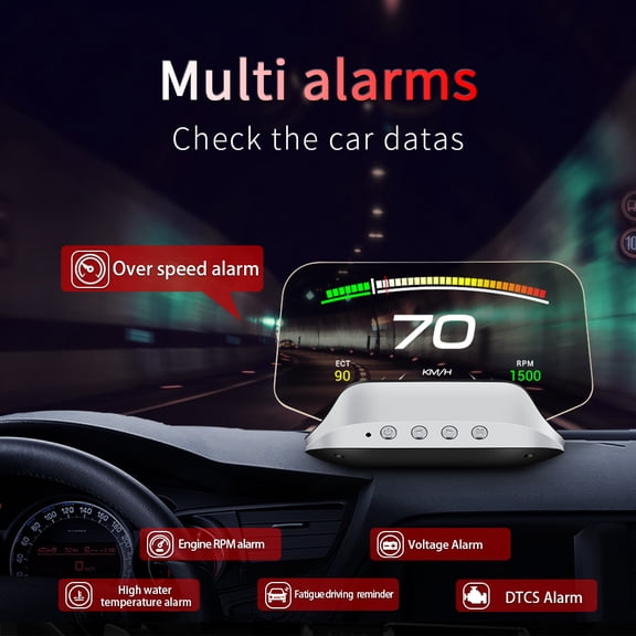 Car Auto Display Hud Car Digital GPS Navigation Speedometer Projecter OBD2 GPS Dual System Display Screen with Time/Direction/Altitude/Mileage Display Test Overspeed Alarm