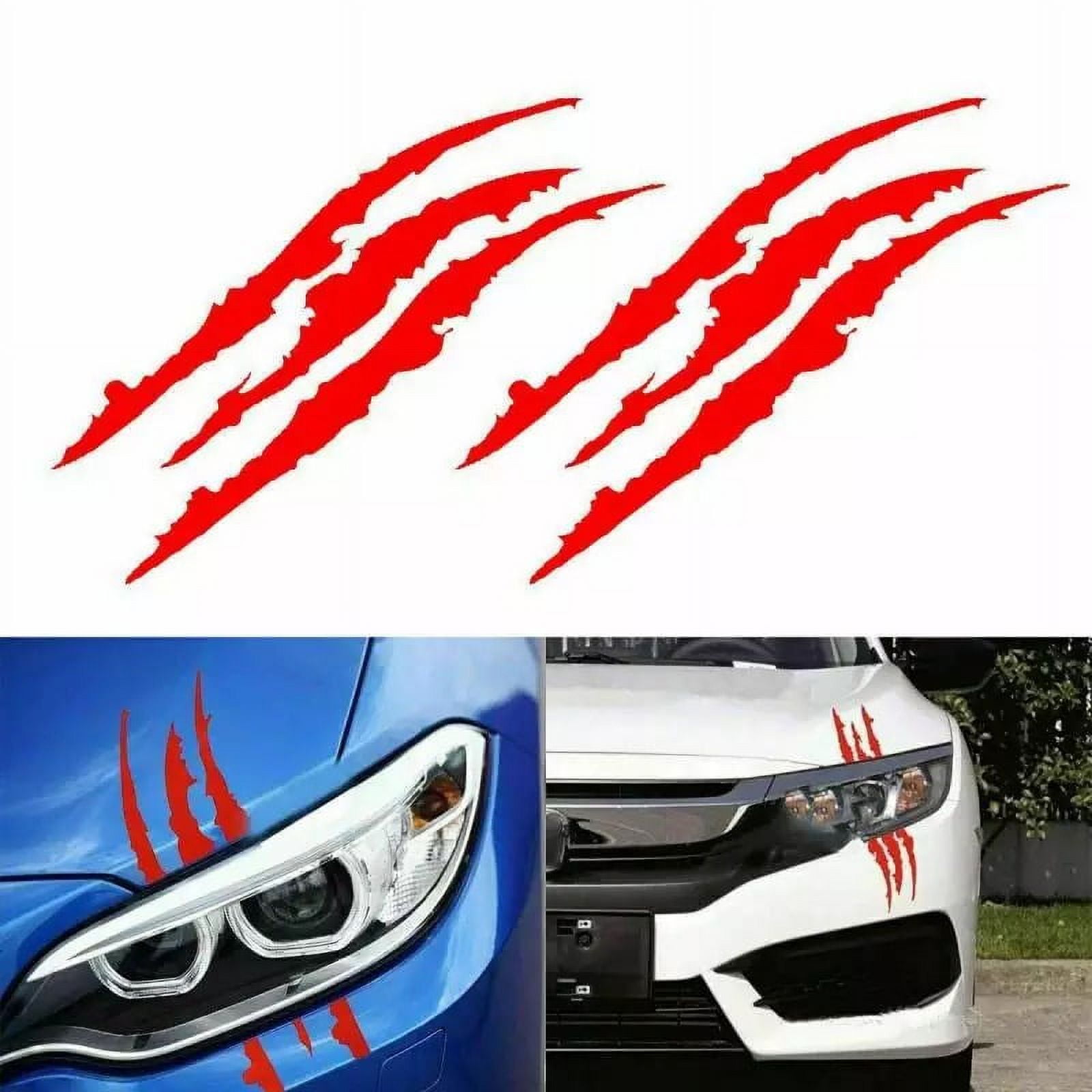 Car Auto Stickers Reflective Monster Claw Scratch Marks Headlight Bumper  Sticker Waterproof Decal (Red)