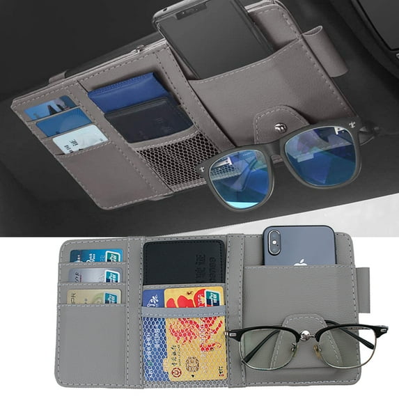 Car Auto Sun Visor Organizer Storage Pocket Pouch Case Bag for Pen CD Card Document - Grey