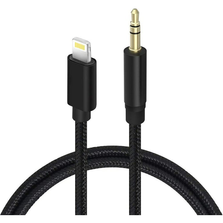 Car Aux Cable, Aux Cord Compatible with iPhone/iPad Nylon Braided 3.3ft for  Car, Speaker, Home Stereo and Headphone (Black) 