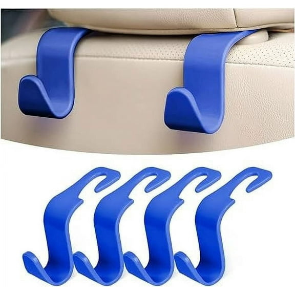Car Back Seat Headrest Hooks, 4 Pack Black Stylish Back Seat Hanger for Car Handbag Clothes Coats Grocery Bags, Car Interior Accessories