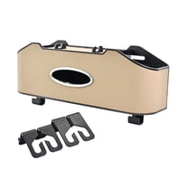 Car Back Seat Organizer with 2 Cup Holders, Tissue Box Storage and Phone Pocket, Non-slip Hooks for Snacks & Toys, Water-resistant and Easy to Clean for Family Road Trips and Travel