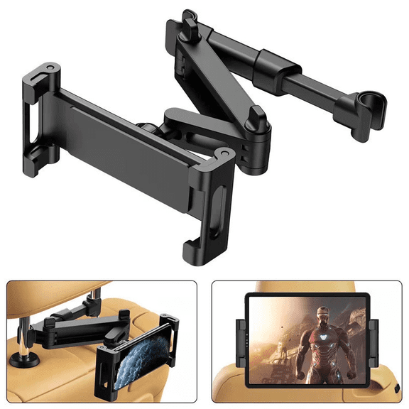 Car Back Seat Tablet Mount, Headrest iPad Holder for Kids, 360° Rotatable Adjustable Car Tablet Holder, Road Trip Essentials for Phones & Tablets