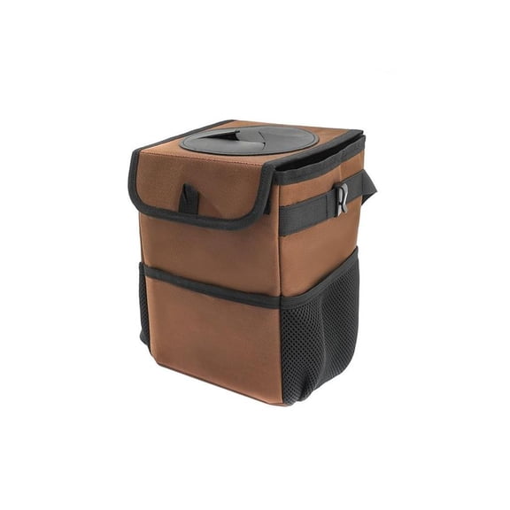 Car Back Seat Trash Can with Lid - Auto Hanging Garbage Can & Storage Organizer for Car Interior with Side Pockets
