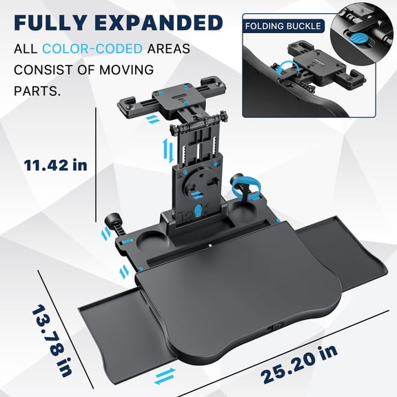 Car Back Seat Tray Table with Cup Holder & Phone Mount - Adjustable Foldable Auto Desk for Eating Work Travel