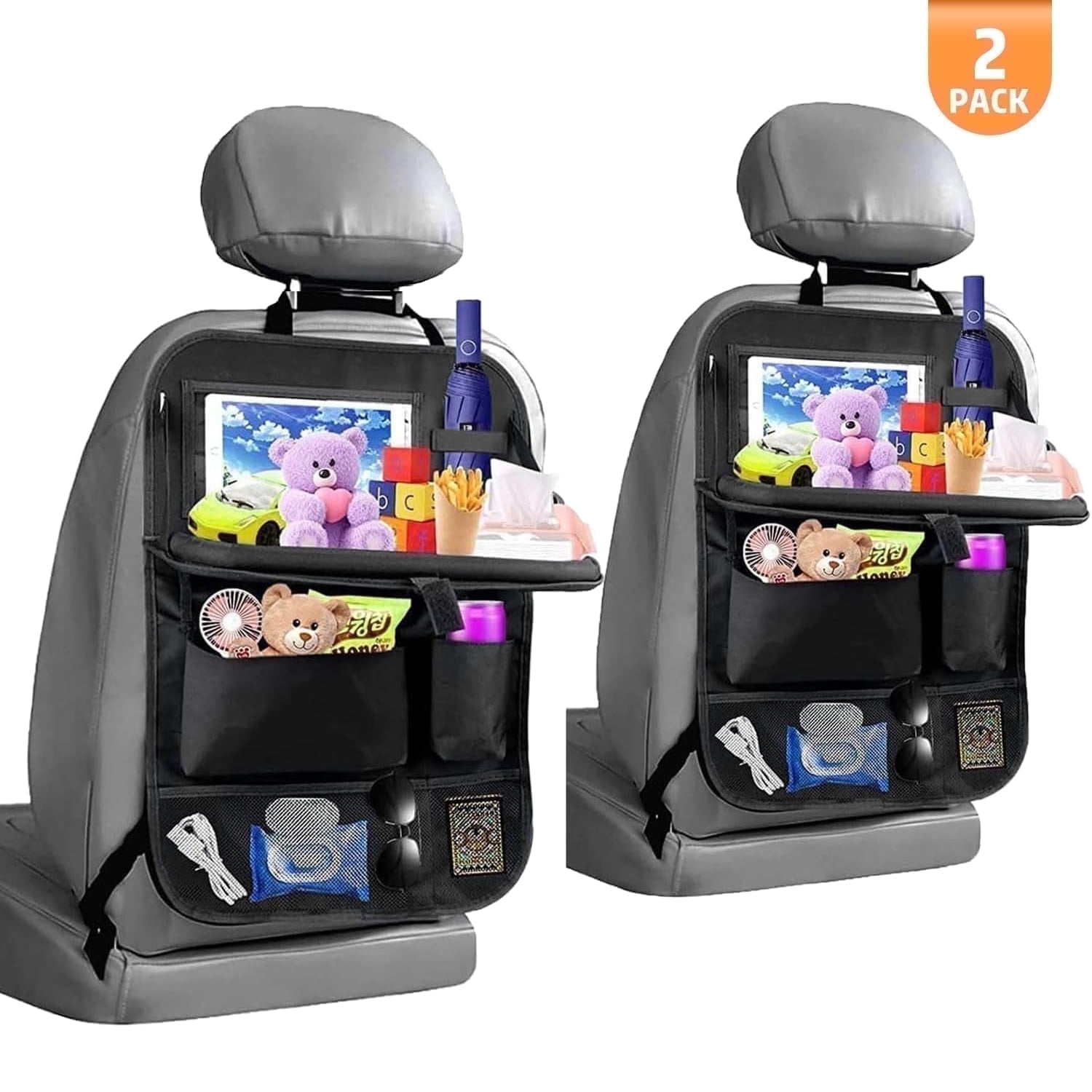 ZYBUX - Car Back Seat Organisers 2pcs, 2 Type Waterproof Kick Mats Car