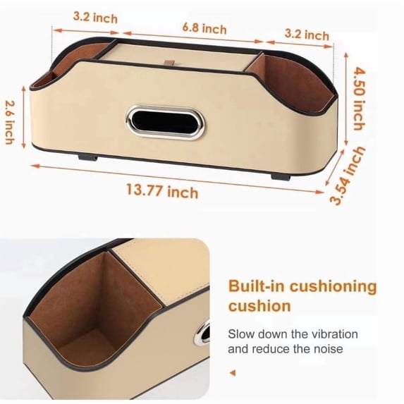 Car Backseat Organizer, 3-In-1 Multifunctional Storage Box with Tissue Holder, Cup Holders & Hooks, Waterproof, for Phone and Drinks