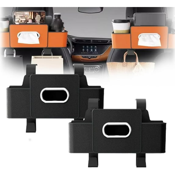 Car Backseat Organizer, All-in-One Car Back Seat Organizer with Storage Hook and Built-in Tissue Box, for Holding Phones, Beverages, Purses and More