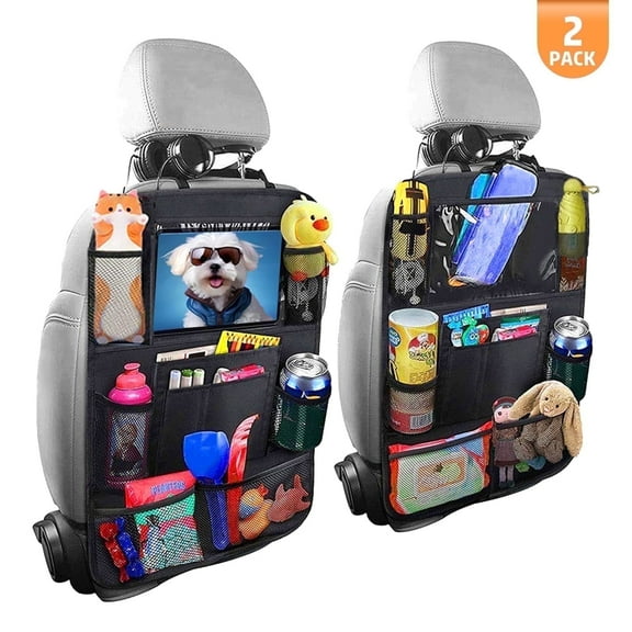 Xueyu 2 Pack Car Backseat Organizer with 10" Tablet Pocket and 8 Storage Pockets, Heavy Duty Organizer for Kids Toys, Snacks, Phones, Universal Fit SUV, Van