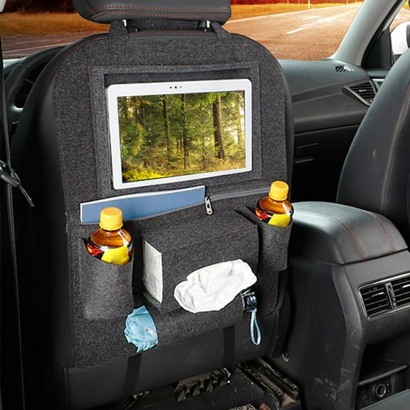 Car Backseat Storage Organizer | Non-Woven Fabric Hanging Bag | Large Capacity, Multiple Pockets, Foldable Design | Beige, Brown, Gray, Dark Gray | 55x40cm | Fits Cars, SUVs, Trucks, Vans | Keeps