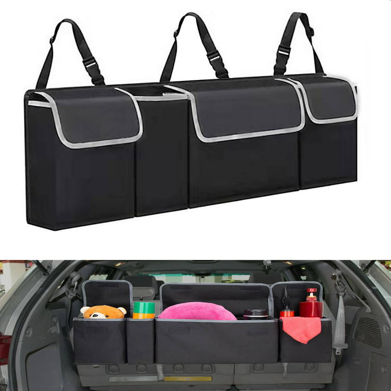 Car Backseat Trunk Hanging Organizer, EEEkit Back Seat Storage Bag with 4  Large Pockets, Waterproof Car Trunk Cargo Organizer for SUV, Truck, MPVs,  Free Your Trunk Floor Space 