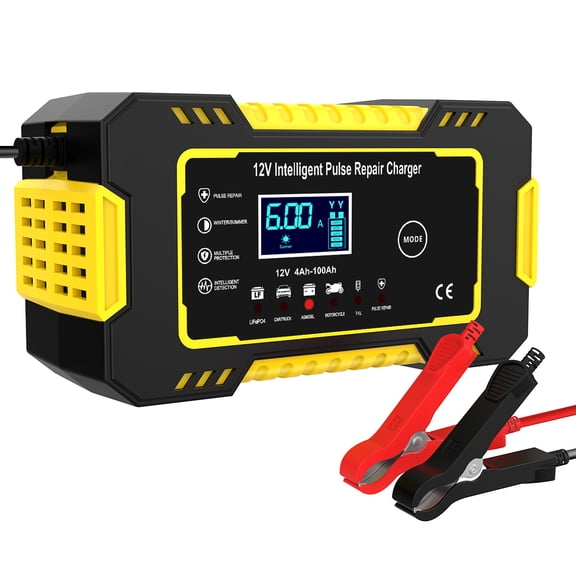 Car Battery Charger, 12V 6A Smart Battery Trickle Charger Automotive 12V Battery Maintainer Desulfator with Temperature Compensation for Car Truck Motorcycle Lawn Mower Marine