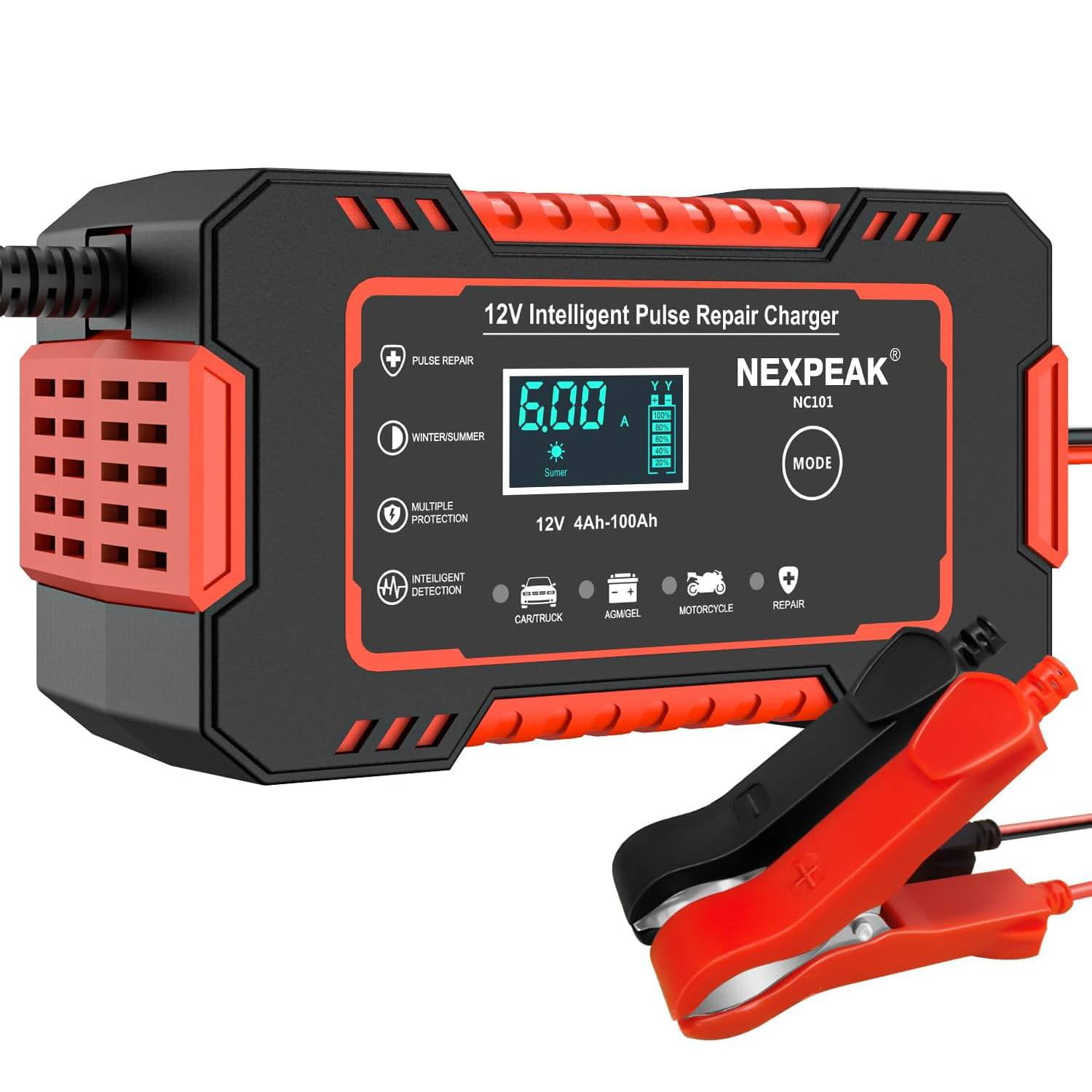 Car Battery Charger, 12V/6A Battery Trickle Charger Smart Automotive