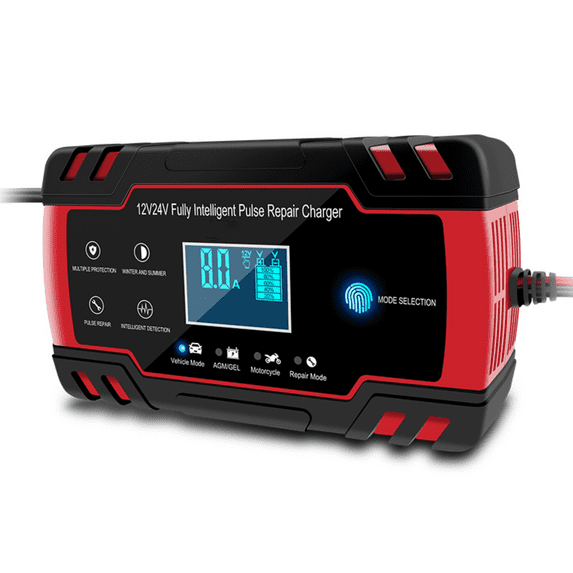 Car Battery Charger 12V/8A 24V/4A Automatic Smart Battery Charger/Maintainer with LCD Display Pulse Repair Charger Pack for Car, Lawn Mower, Motorcycle, Boat, SUV and More