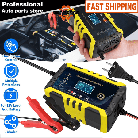 Car Battery Charger Maintainer Auto Trickle RV 12V-6A for Truck/Motorcycle ATV
