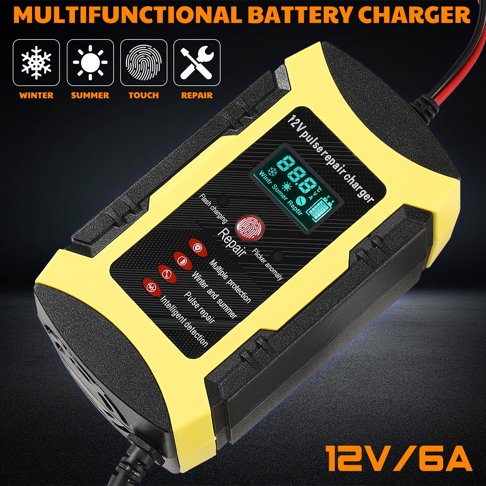 Car Battery Charger Portable Automatic Trickle Motorcycle Maintainer