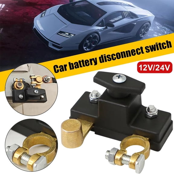 Car Battery Disconnect Cut Off Switch 12V/24V Universal Battery Isolator Kill Power Safety Master Cut‑Off Terminal for Car, Truck, ATV Trailer RV Electrical System