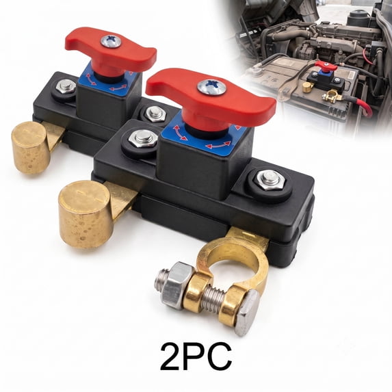Car Battery Disconnect Switch,12V-24V Pure Copper Master Kill Switch for Car, RV and Boat,Gold,2PCs