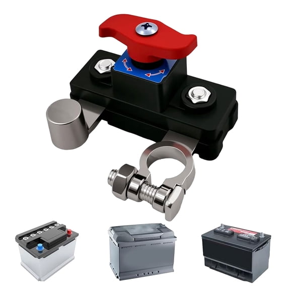 Car Battery Disconnect Switch, 2026 New 12V-24V Pure Copper Power Cut-Off Breaker, High Conductivity.(Sliver)