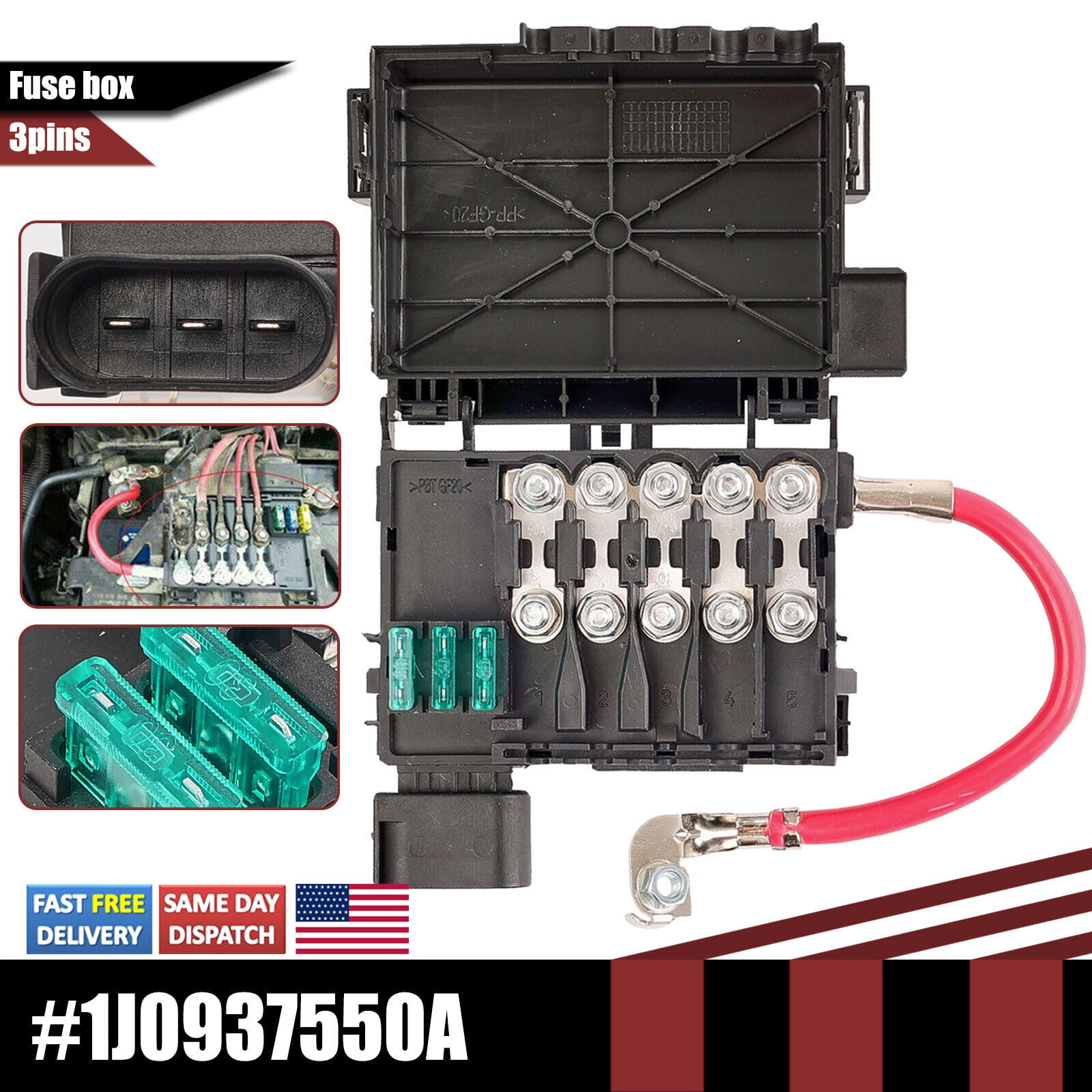 Car Battery Fuse Box Holder Terminal For VW Jetta Golf MK4 Beetle