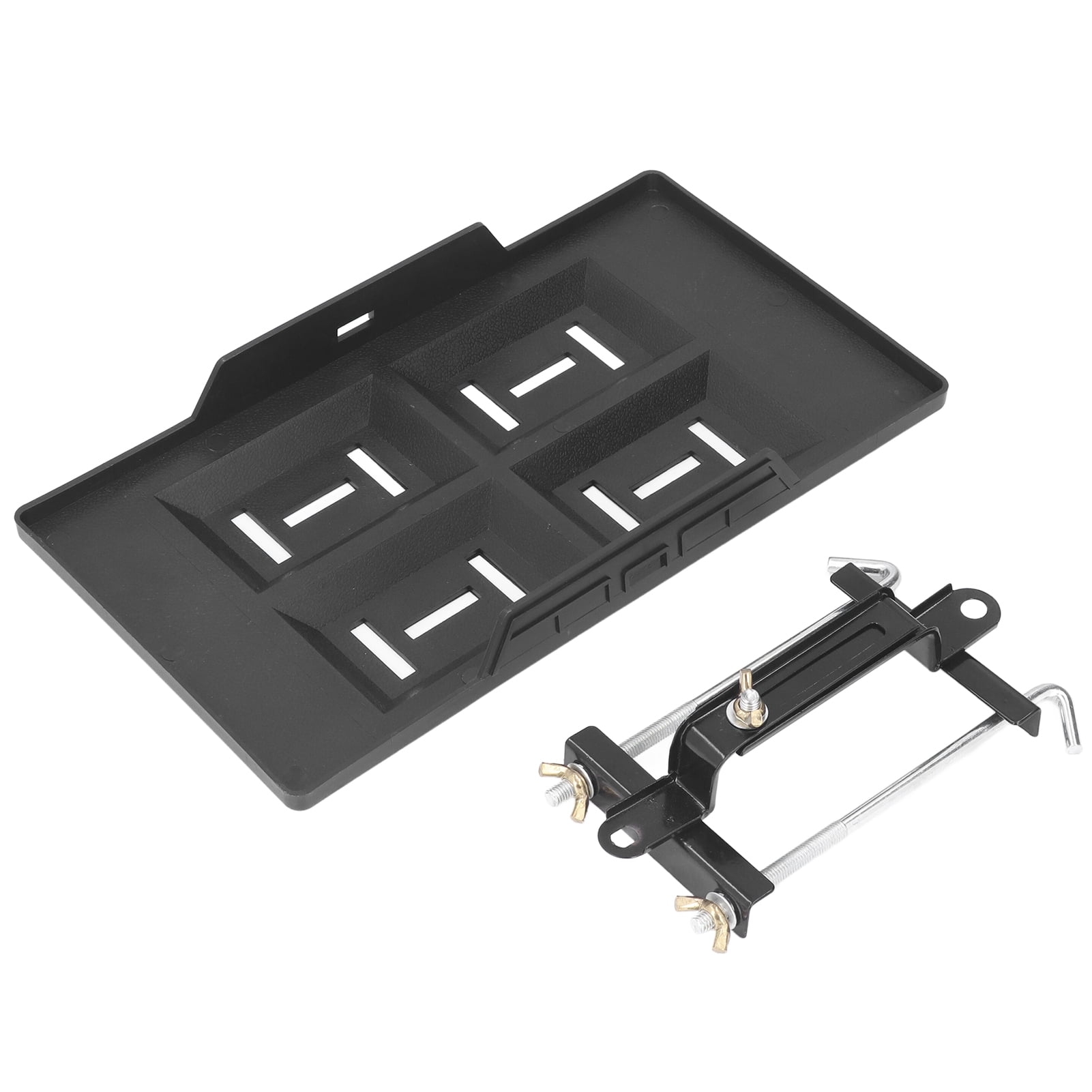Car Battery Hold Down Tray Bracket Kit Height Adjustable Black Sturdy