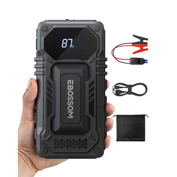 Car Battery Jump Starter,12000mAh Battery Jump Box,44.4Wh Vehicle Jump Booster with Smart Jumper Cables,LED Light Emergency Car Kits for Vehicles