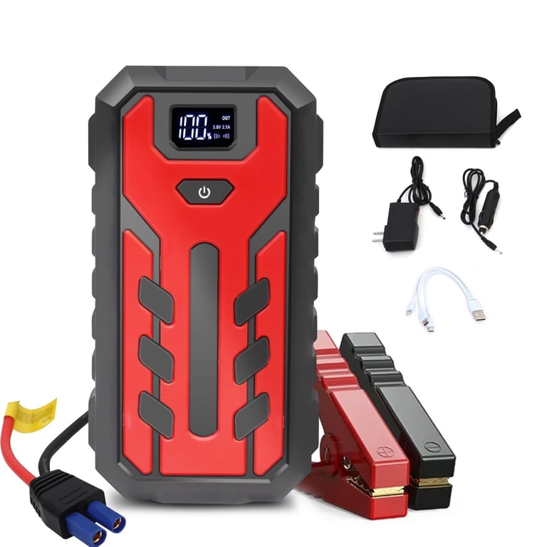 walmart battery booster box Geeneu 8000a Peak Jump Starter with Air Compressor,Portable Car Battery Jump Starter (for All Gas or up to 12.0l Diesel) with 150psi Digital Tire and other electronic devices on the go Best Car Jump Starters &